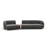 Miley Modulares 3-Sitzer Sofa, Linke Seite, aus Samt in Hellgrau (Bluvel 13), 303x126 cm von Micadoni – Bild 1