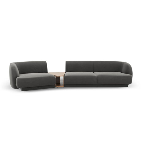 Miley Modulares 3-Sitzer Sofa, Linke Seite, aus Samt in Hellgrau (Bluvel 13), 303x126 cm von Micadoni – Bild 1