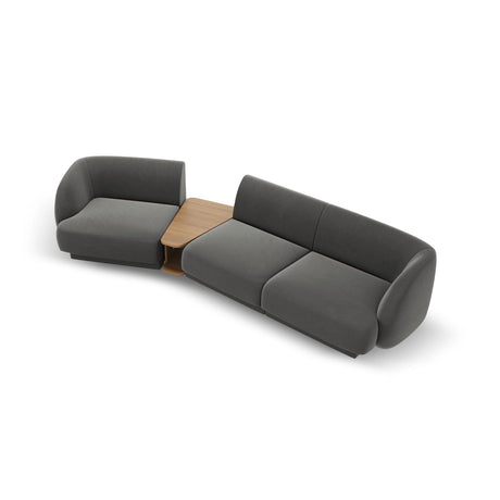 Miley Modulares 3-Sitzer Sofa, Linke Seite, aus Samt in Hellgrau (Bluvel 13), 303x126 cm von Micadoni – Bild 4
