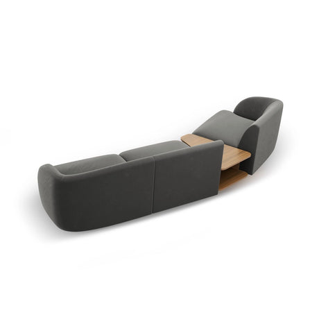Miley Modulares 3-Sitzer Sofa, Linke Seite, aus Samt in Hellgrau (Bluvel 13), 303x126 cm von Micadoni – Bild 6