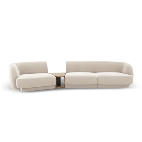 Miley Modulares 3-Sitzer Sofa, Linke Seite, aus Samt in Leichtes Beige (Bluvel 22), 303x126 cm von Micadoni – Bild 1