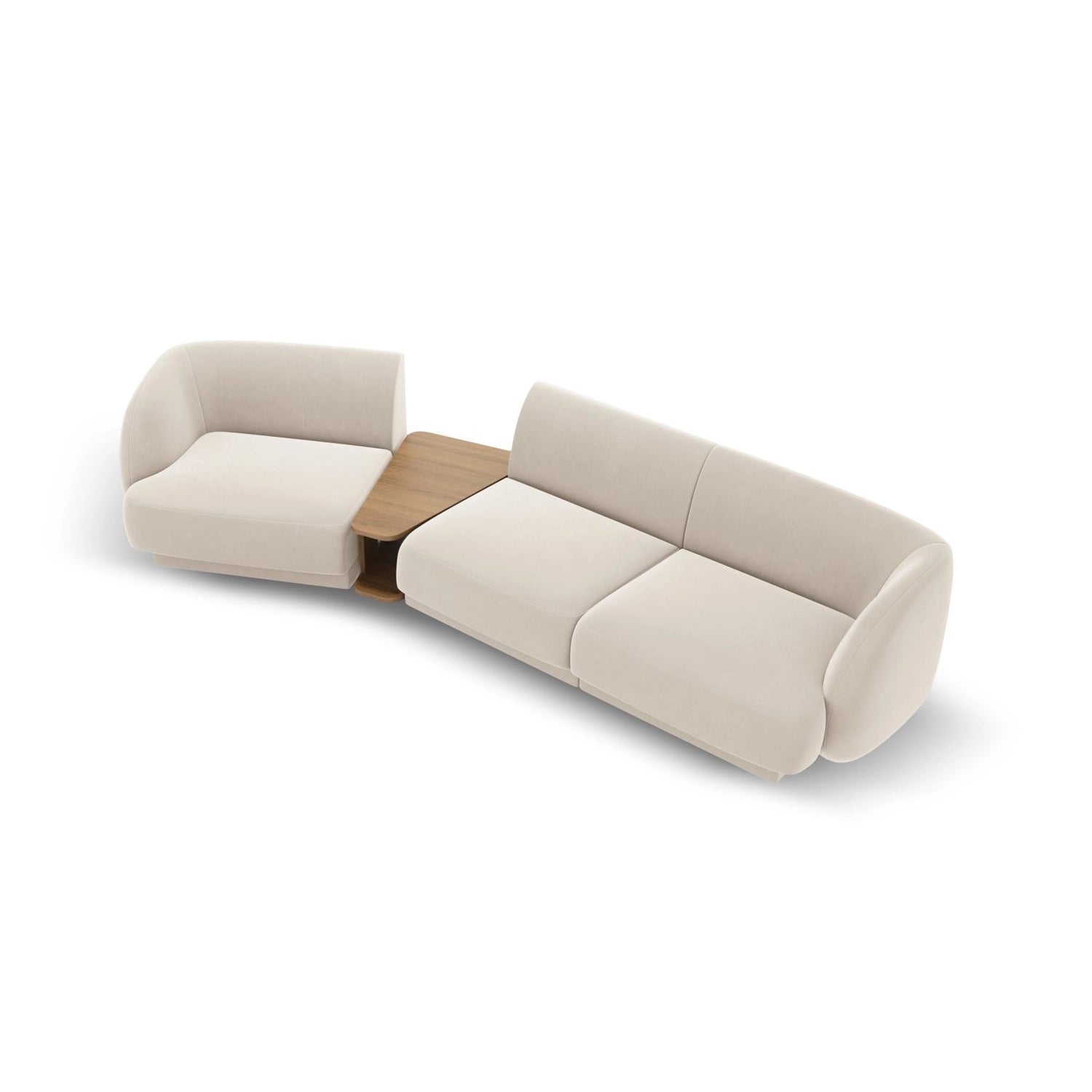 Miley Modulares 3-Sitzer Sofa, Linke Seite, aus Samt in Leichtes Beige (Bluvel 22), 303x126 cm von Micadoni – Bild 4