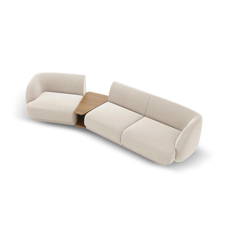 Miley Modulares 3-Sitzer Sofa, Linke Seite, aus Samt in Leichtes Beige (Bluvel 22), 303x126 cm von Micadoni – Bild 4