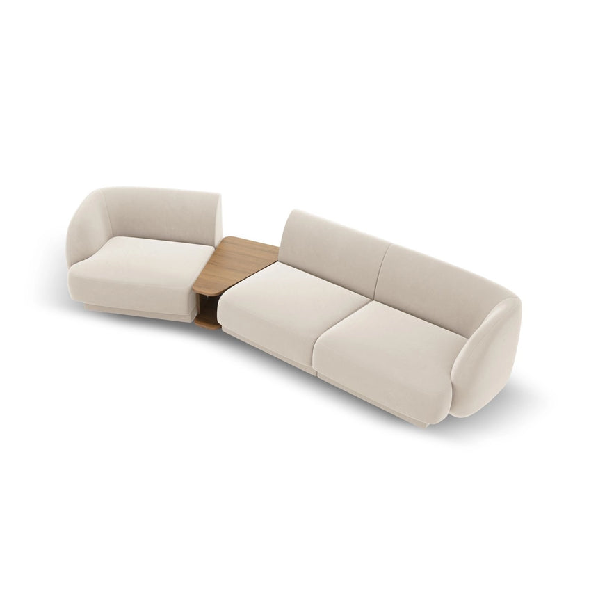 Miley Modulares 3-Sitzer Sofa, Linke Seite, aus Samt in Leichtes Beige (Bluvel 22), 303x126 cm von Micadoni – Bild 4