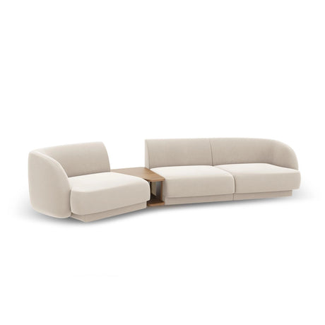 Miley Modulares 3-Sitzer Sofa, Linke Seite, aus Samt in Leichtes Beige (Bluvel 22), 303x126 cm von Micadoni – Bild 5