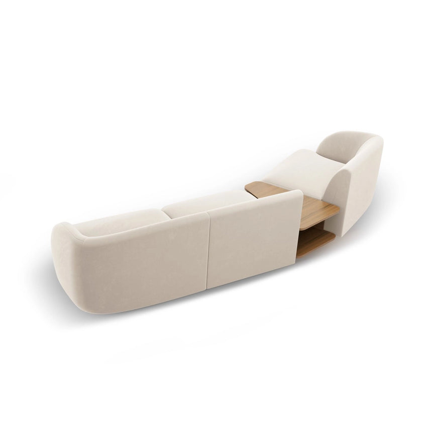 Miley Modulares 3-Sitzer Sofa, Linke Seite, aus Samt in Leichtes Beige (Bluvel 22), 303x126 cm von Micadoni – Bild 6