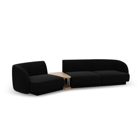 Miley Modulares 3-Sitzer Sofa, Linke Seite, aus Samt in Schwarz (Bluvel 19), 303x126 cm von Micadoni – Bild 5