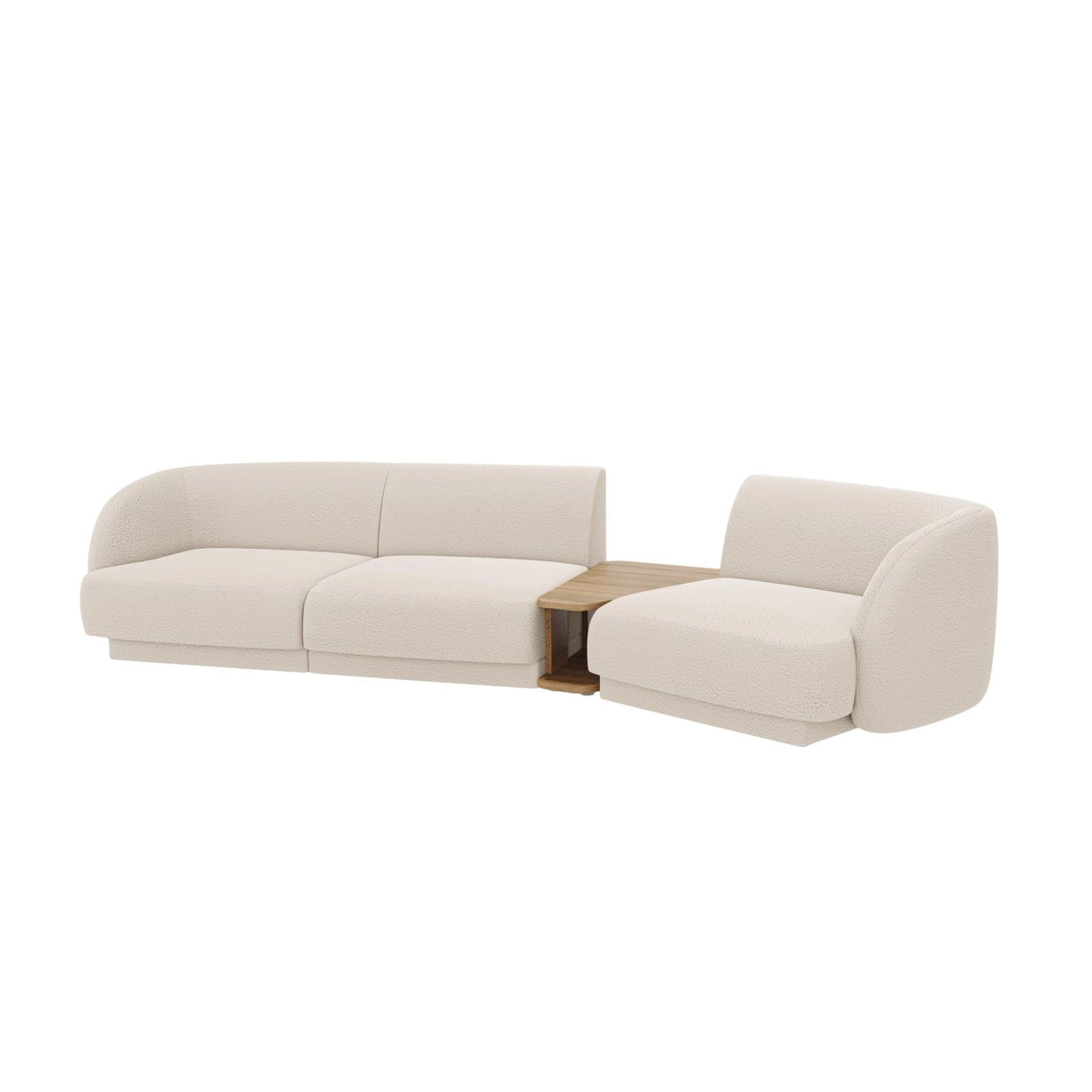 Miley Modulares 3-Sitzer Sofa, Rechte Seite, aus Boucle in Beige (Baloo 2074), 303x126 cm von Micadoni – Bild 4