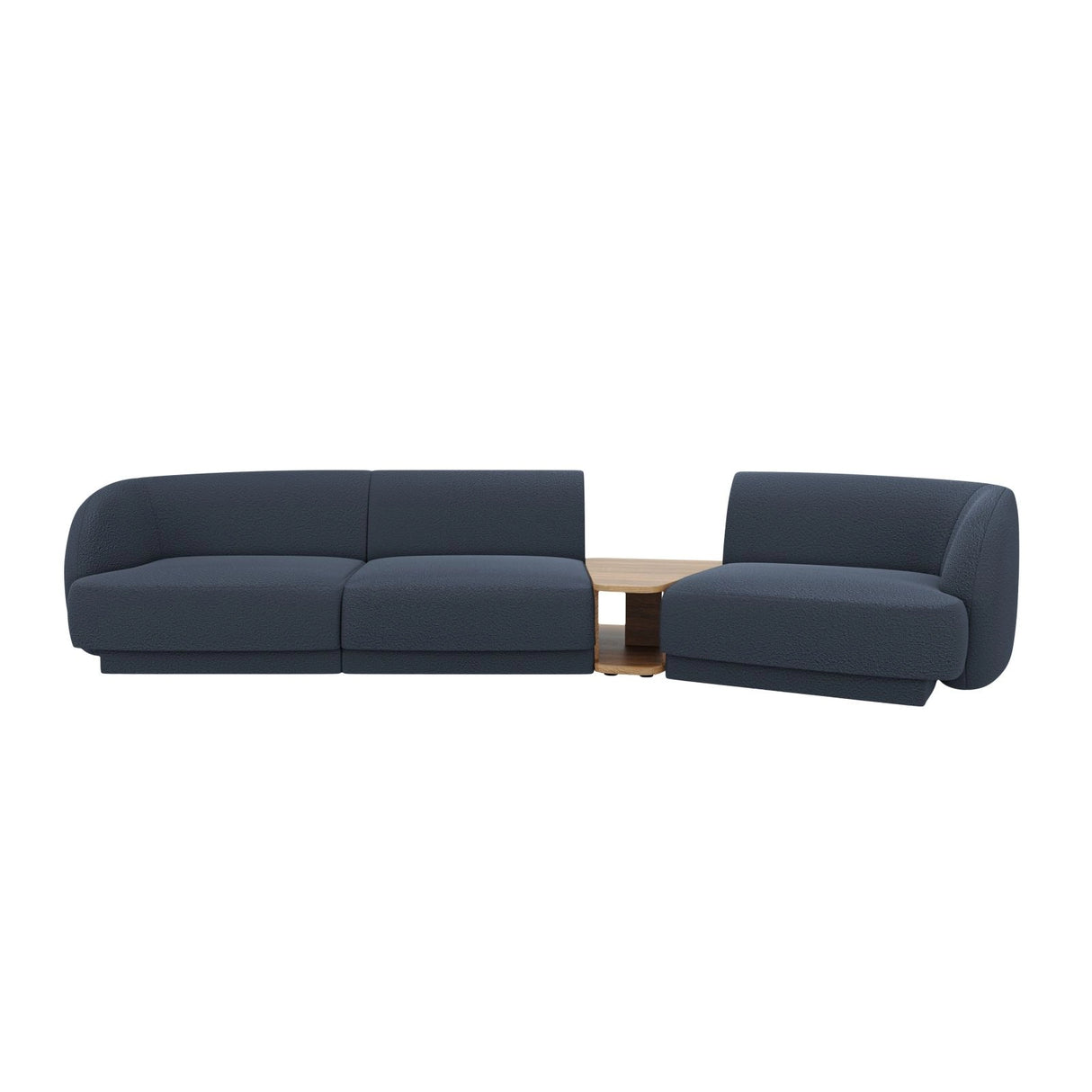 Miley Modulares 3-Sitzer Sofa, Rechte Seite, aus Boucle in Dunkelblau (Baloo 2088), 303x126 cm von Micadoni – Bild 1