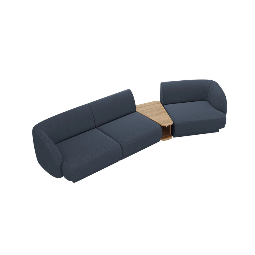 Miley Modulares 3-Sitzer Sofa, Rechte Seite, aus Boucle in Dunkelblau (Baloo 2088), 303x126 cm von Micadoni – Bild 3