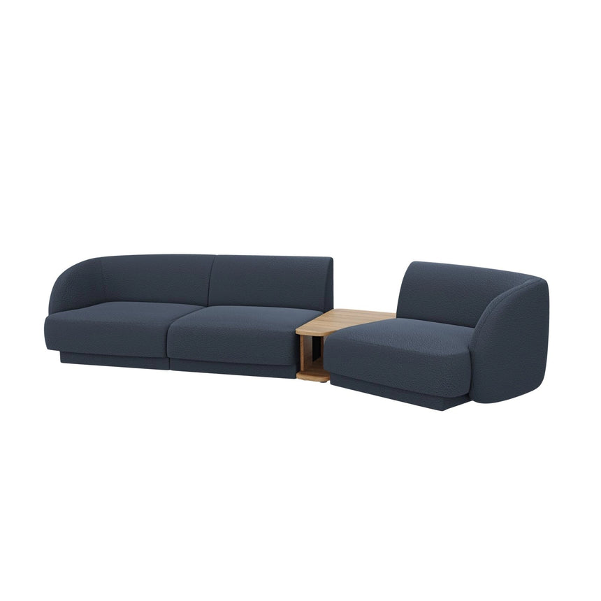 Miley Modulares 3-Sitzer Sofa, Rechte Seite, aus Boucle in Dunkelblau (Baloo 2088), 303x126 cm von Micadoni – Bild 4