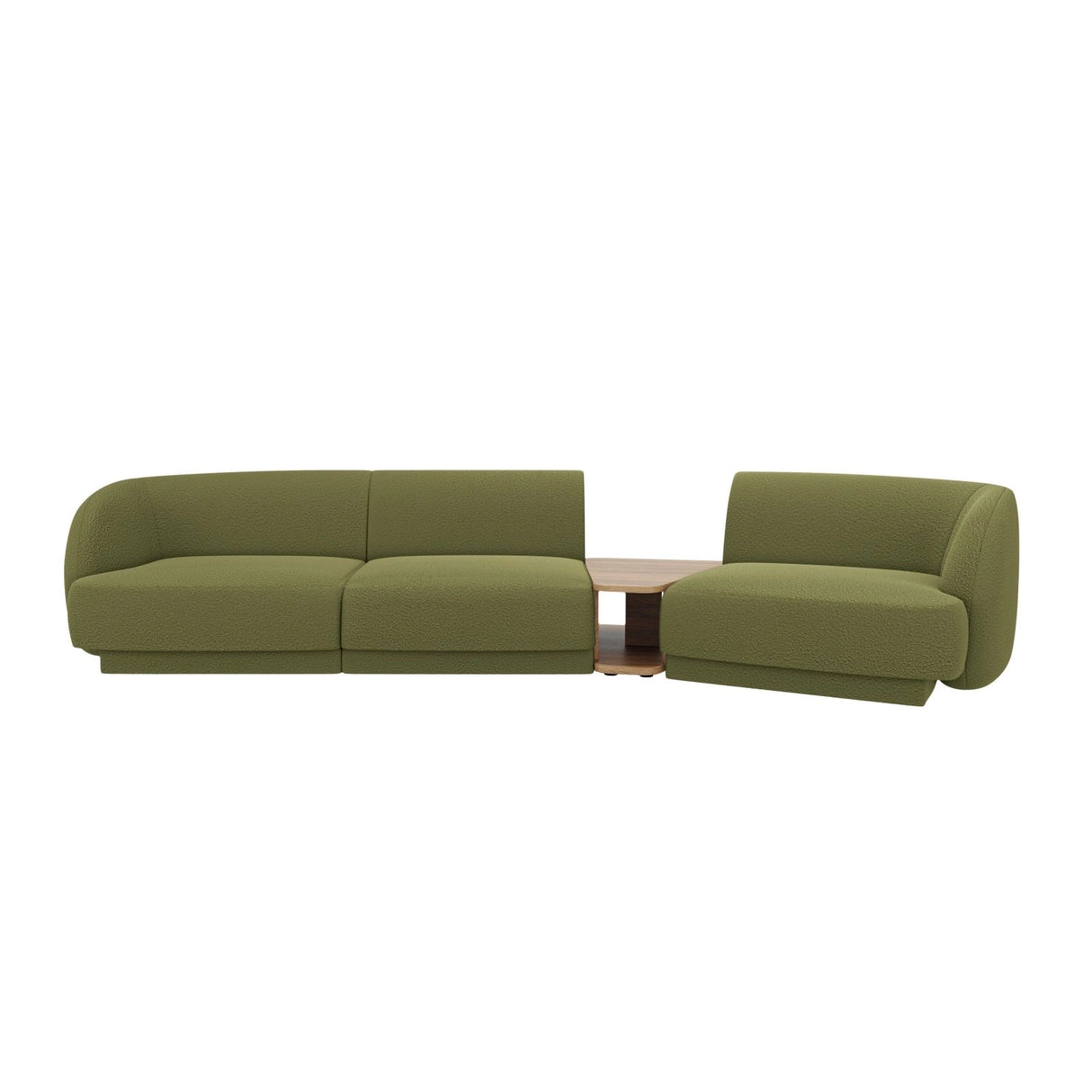 Miley Modulares 3-Sitzer Sofa, Rechte Seite, aus Boucle in Dunkles olivgrün (Baloo 2090), 303x126 cm von Micadoni – Bild 1