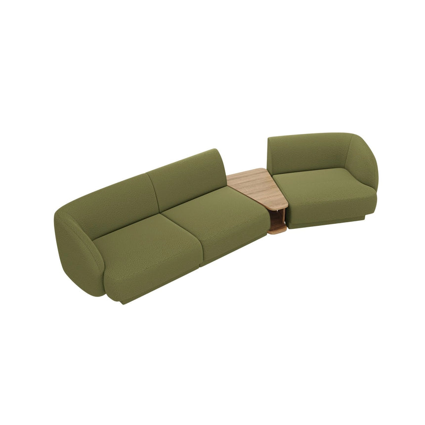Miley Modulares 3-Sitzer Sofa, Rechte Seite, aus Boucle in Dunkles olivgrün (Baloo 2090), 303x126 cm von Micadoni – Bild 3