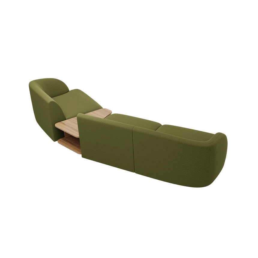 Miley Modulares 3-Sitzer Sofa, Rechte Seite, aus Boucle in Dunkles olivgrün (Baloo 2090), 303x126 cm von Micadoni – Bild 5