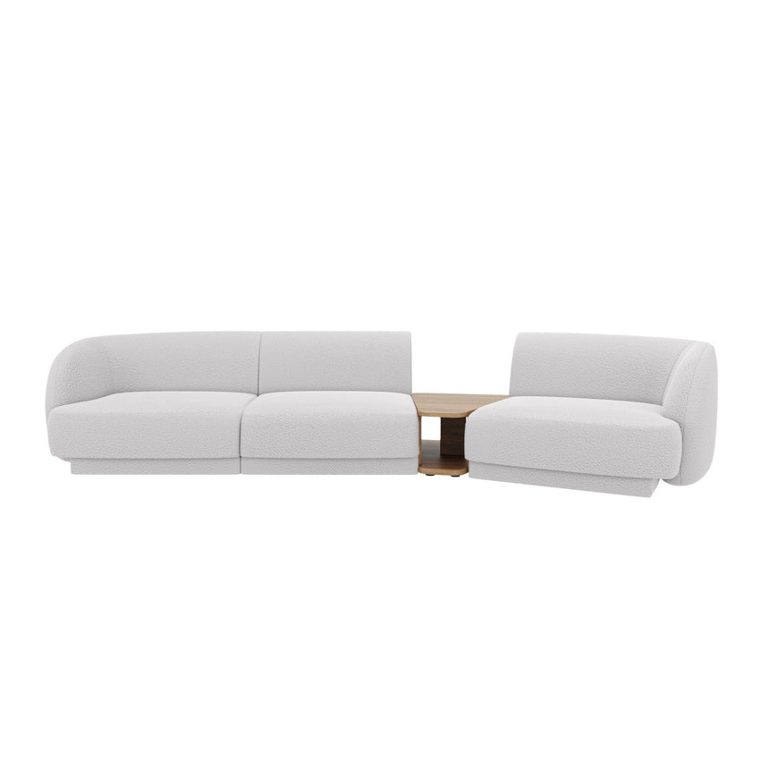 Miley Modulares 3-Sitzer Sofa, Rechte Seite, aus Boucle in Hellgrau (Baloo 2085), 303x126 cm von Micadoni – Bild 1