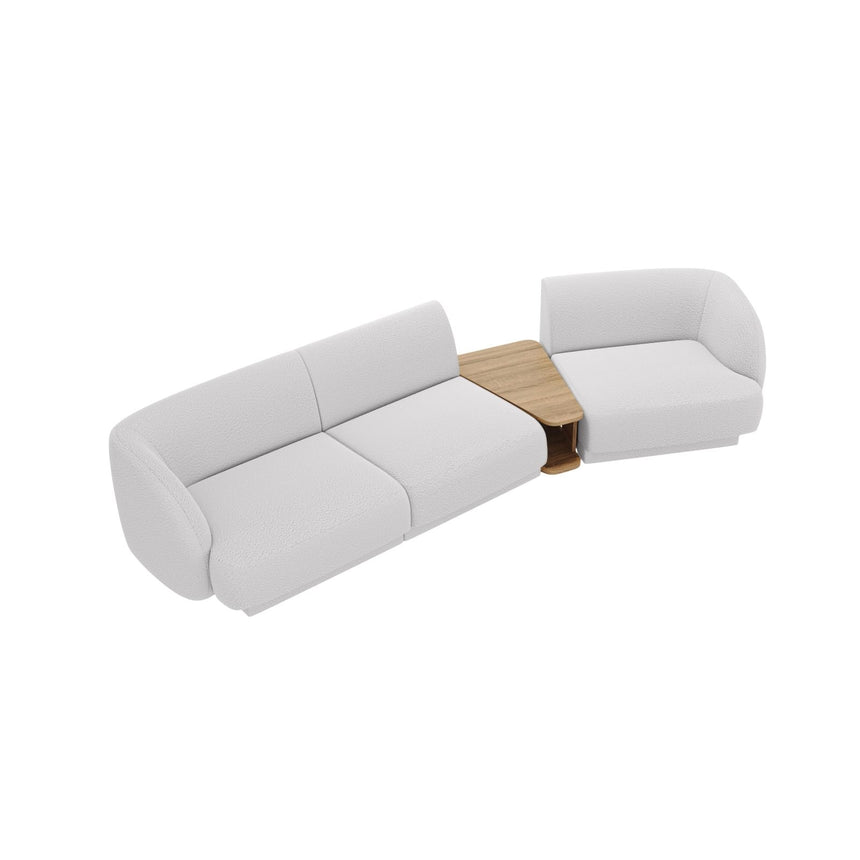 Miley Modulares 3-Sitzer Sofa, Rechte Seite, aus Boucle in Hellgrau (Baloo 2085), 303x126 cm von Micadoni – Bild 3
