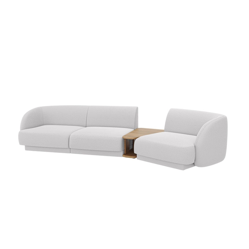 Miley Modulares 3-Sitzer Sofa, Rechte Seite, aus Boucle in Hellgrau (Baloo 2085), 303x126 cm von Micadoni – Bild 4
