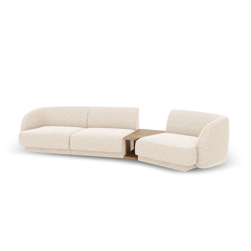 Miley Modulares 3-Sitzer Sofa, Rechte Seite, aus Chenille in Elfenbein (Eden 1 Ivory), 303x126 cm von Micadoni – Bild 5