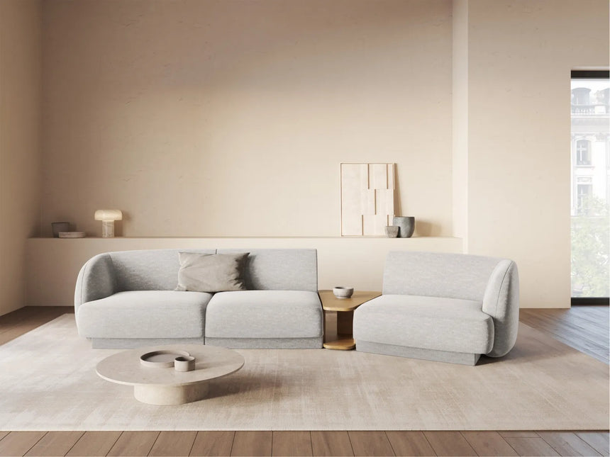 Miley Modulares 3-Sitzer Sofa, Rechte Seite, aus Chenille in Hellgrau (Haga 06), 303x126 cm von Micadoni – Bild 2