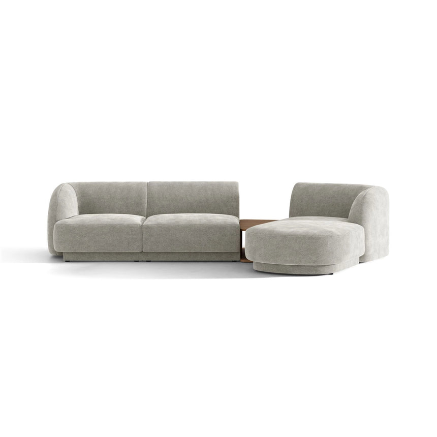 Miley Modulares 3-Sitzer Sofa, Rechte Seite, aus Chenille in Hellgrau (Haga 06), 303x178 cm von Micadoni – Bild 1