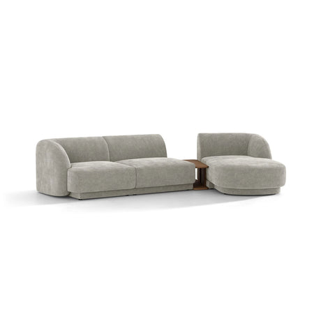 Miley Modulares 3-Sitzer Sofa, Rechte Seite, aus Chenille in Hellgrau (Haga 06), 303x178 cm von Micadoni – Bild 4