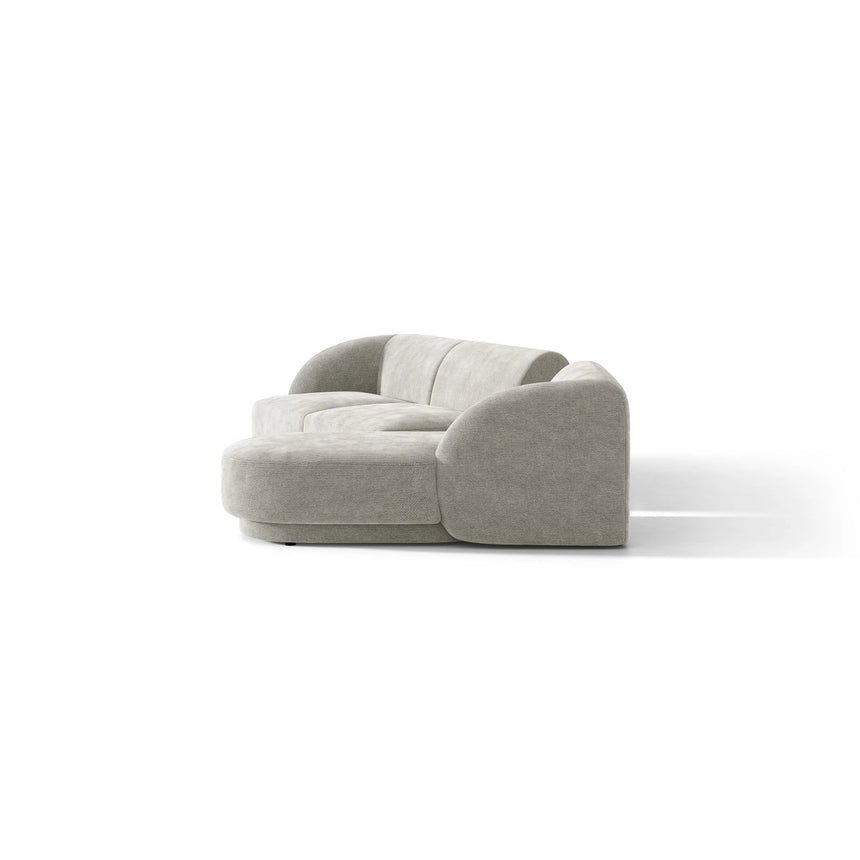 Miley Modulares 3-Sitzer Sofa, Rechte Seite, aus Chenille in Hellgrau (Haga 06), 303x178 cm von Micadoni – Bild 5