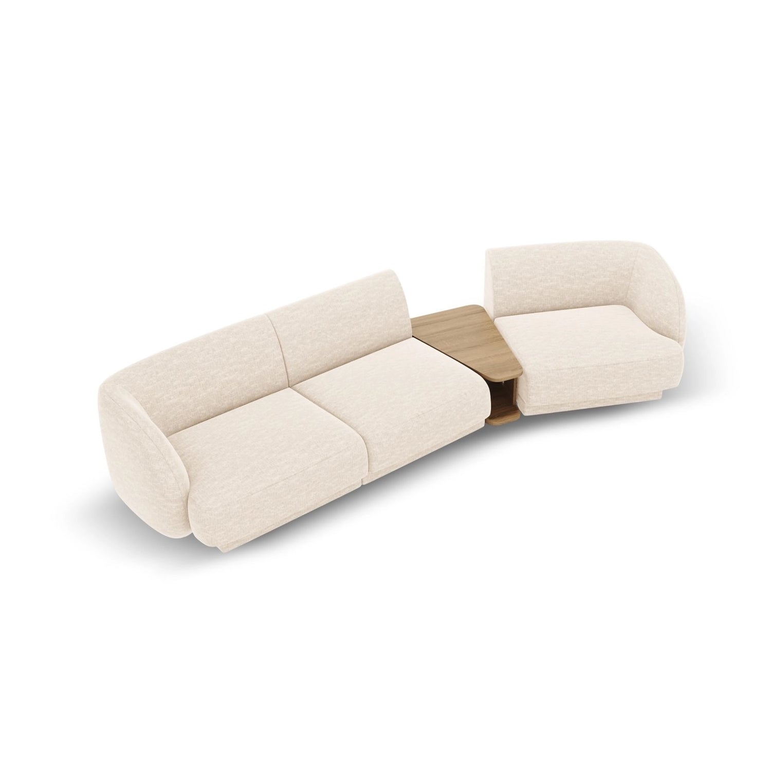 Miley Modulares 3-Sitzer Sofa, Rechte Seite, aus Chenille in Leichtes Beige (Haga 23), 303x126 cm von Micadoni – Bild 4