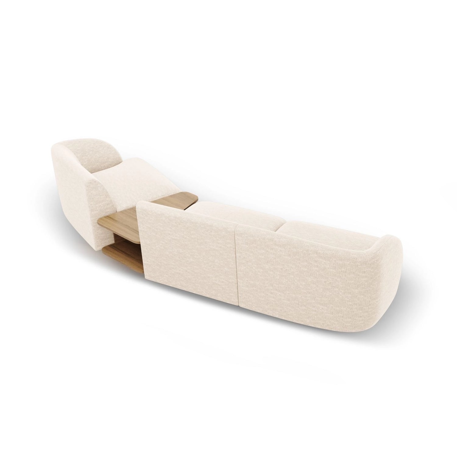 Miley Modulares 3-Sitzer Sofa, Rechte Seite, aus Chenille in Leichtes Beige (Haga 23), 303x126 cm von Micadoni – Bild 6