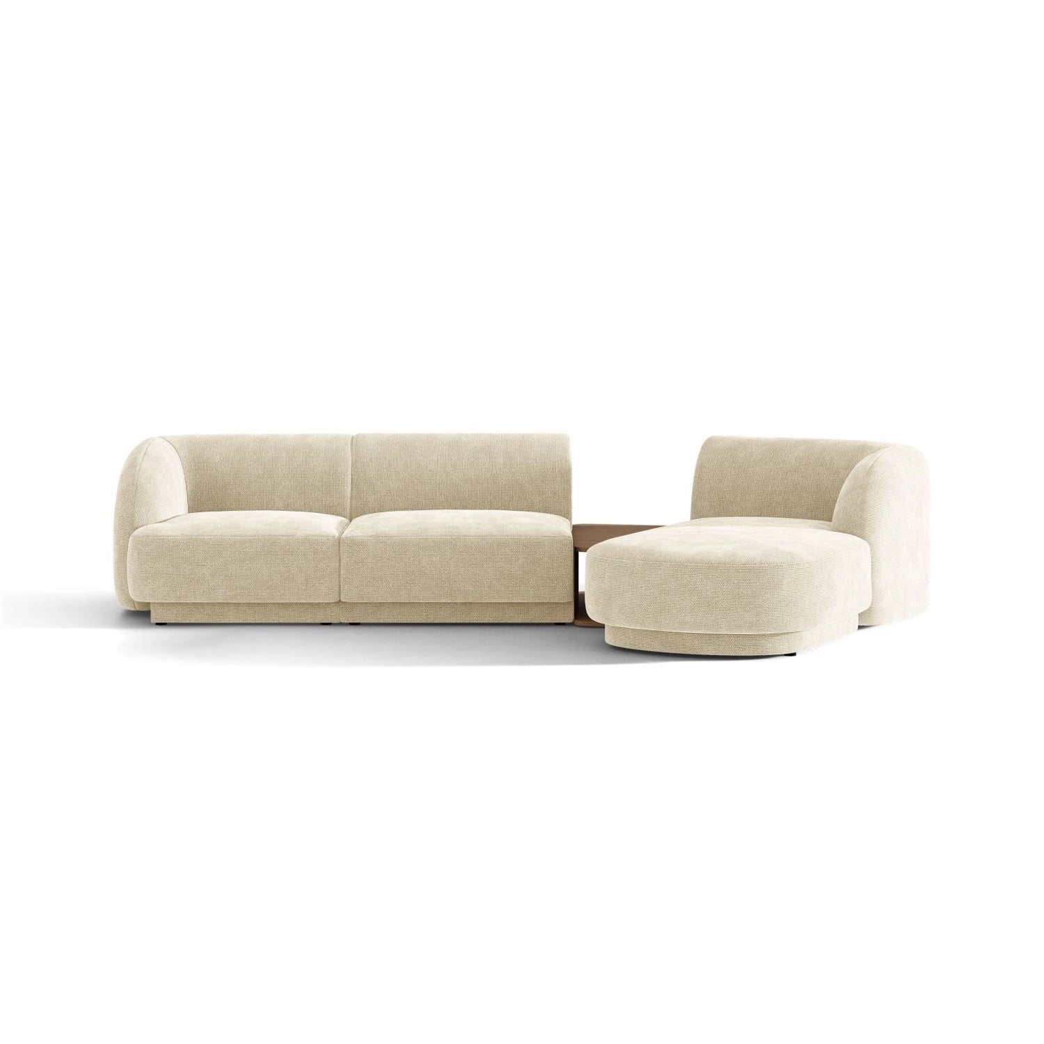Miley Modulares 3-Sitzer Sofa, Rechte Seite, aus Chenille in Leichtes Beige (Haga 23), 303x178 cm von Micadoni – Bild 1