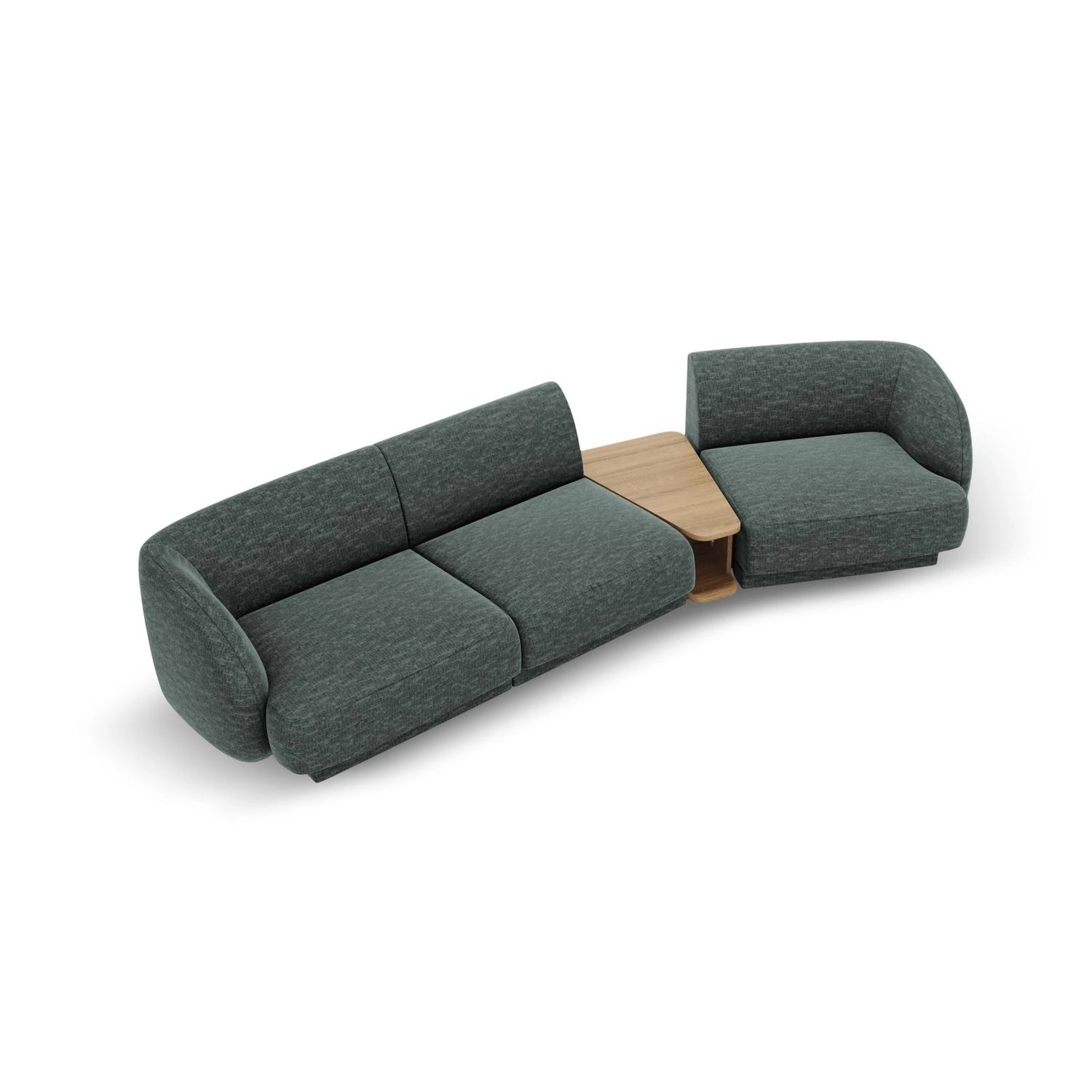 Miley Modulares 3-Sitzer Sofa, Rechte Seite, aus Chenille in Petrol (Haga 78), 303x126 cm von Micadoni – Bild 4