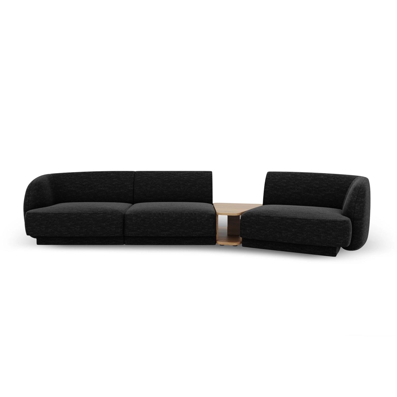Miley Modulares 3-Sitzer Sofa, Rechte Seite, aus Chenille in Schwarz (Haga 19), 303x126 cm von Micadoni – Bild 1