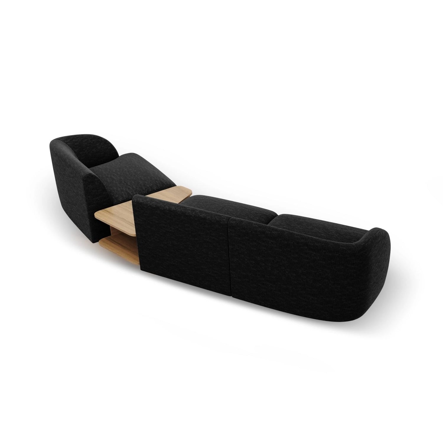 Miley Modulares 3-Sitzer Sofa, Rechte Seite, aus Chenille in Schwarz (Haga 19), 303x126 cm von Micadoni – Bild 6