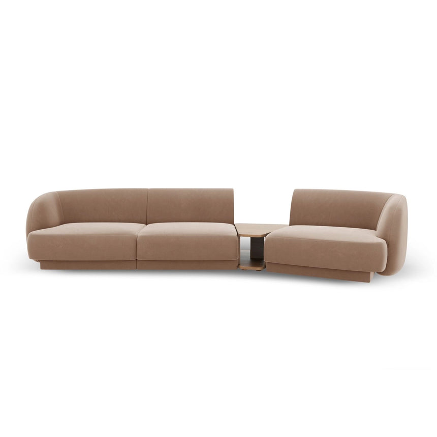 Miley Modulares 3-Sitzer Sofa, Rechte Seite, aus Samt in Cappuccino (Bluvel 40), 303x126 cm von Micadoni – Bild 1
