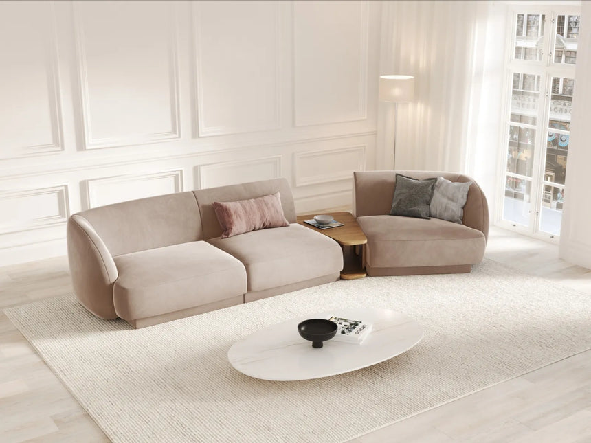 Miley Modulares 3-Sitzer Sofa, Rechte Seite, aus Samt in Cappuccino (Bluvel 40), 303x126 cm von Micadoni – Bild 2