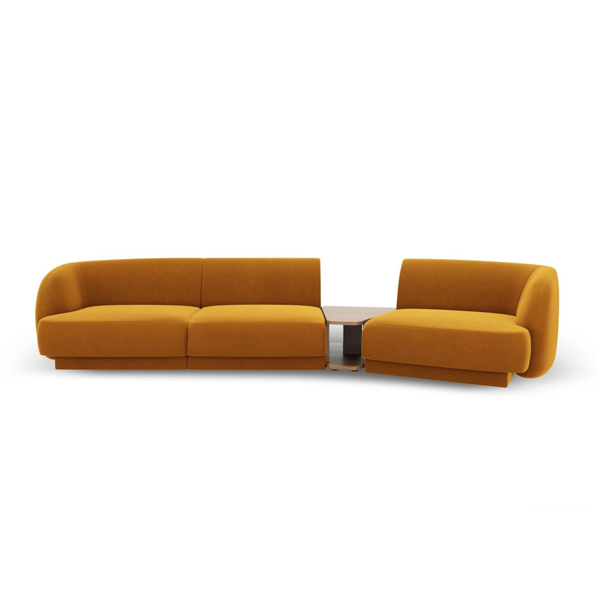 Miley Modulares 3-Sitzer Sofa, Rechte Seite, aus Samt in Gelb (Bluvel 68), 303x126 cm von Micadoni – Bild 1
