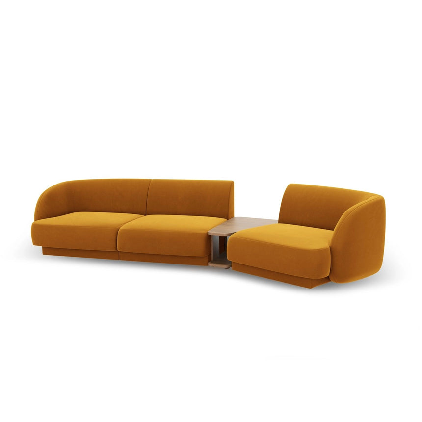 Miley Modulares 3-Sitzer Sofa, Rechte Seite, aus Samt in Gelb (Bluvel 68), 303x126 cm von Micadoni – Bild 5