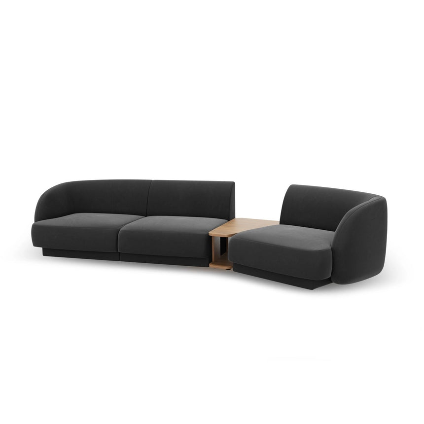 Miley Modulares 3-Sitzer Sofa, Rechte Seite, aus Samt in Grau (Bluvel 14), 303x126 cm von Micadoni – Bild 5