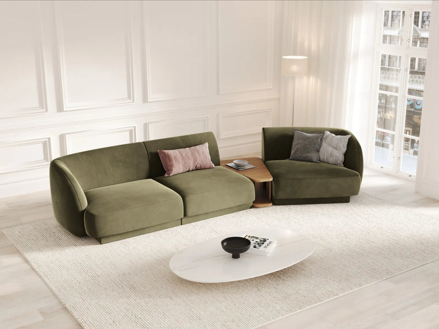 Miley Modulares 3-Sitzer Sofa, Rechte Seite, aus Samt in Grün (Bluvel 77), 303x126 cm von Micadoni – Bild 2