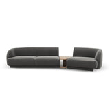 Miley Modulares 3-Sitzer Sofa, Rechte Seite, aus Samt in Hellgrau (Bluvel 13), 303x126 cm von Micadoni – Bild 1