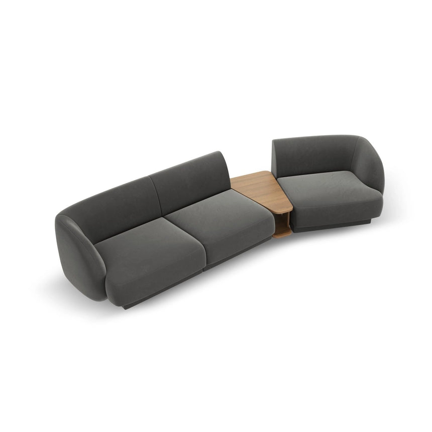 Miley Modulares 3-Sitzer Sofa, Rechte Seite, aus Samt in Hellgrau (Bluvel 13), 303x126 cm von Micadoni – Bild 4