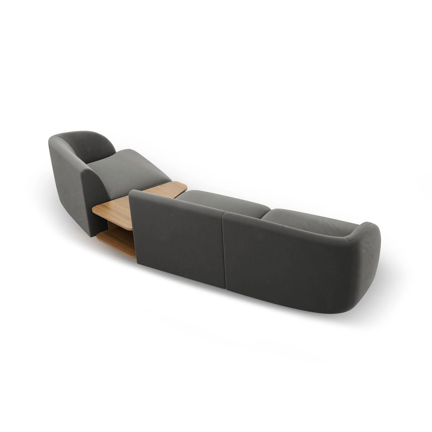 Miley Modulares 3-Sitzer Sofa, Rechte Seite, aus Samt in Hellgrau (Bluvel 13), 303x126 cm von Micadoni – Bild 6