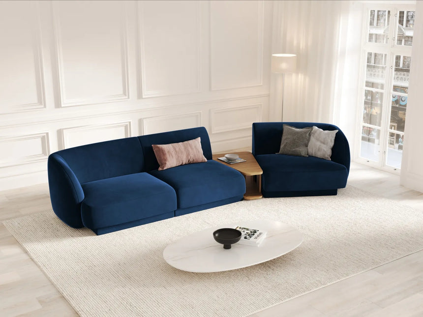 Miley Modulares 3-Sitzer Sofa, Rechte Seite, aus Samt in Königsblau (Bluvel 86), 303x126 cm von Micadoni – Bild 2