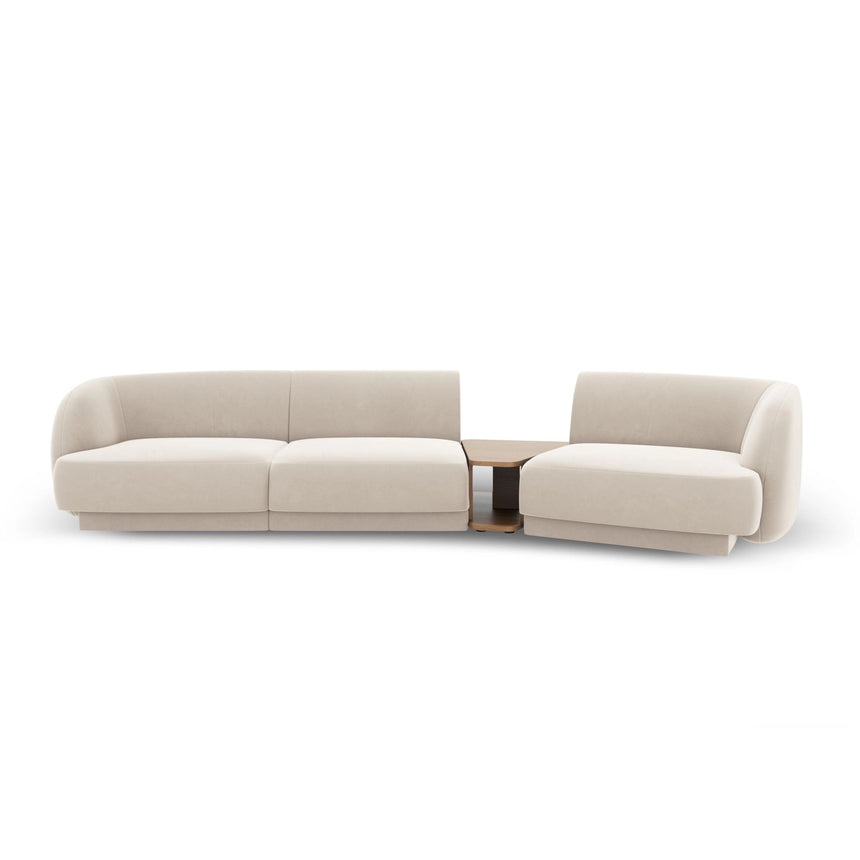 Miley Modulares 3-Sitzer Sofa, Rechte Seite, aus Samt in Leichtes Beige (Bluvel 22), 303x126 cm von Micadoni – Bild 1