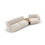 Miley Modulares 3-Sitzer Sofa, Rechte Seite, aus Samt in Leichtes Beige (Bluvel 22), 303x126 cm von Micadoni – Bild 4