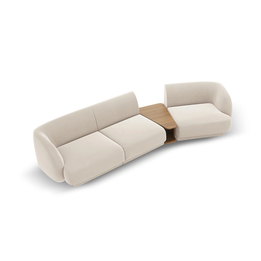 Miley Modulares 3-Sitzer Sofa, Rechte Seite, aus Samt in Leichtes Beige (Bluvel 22), 303x126 cm von Micadoni – Bild 4