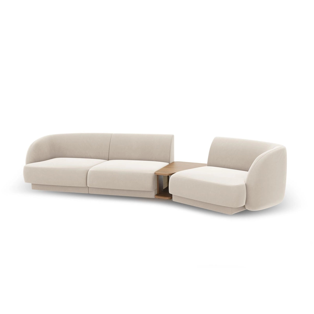 Miley Modulares 3-Sitzer Sofa, Rechte Seite, aus Samt in Leichtes Beige (Bluvel 22), 303x126 cm von Micadoni – Bild 5