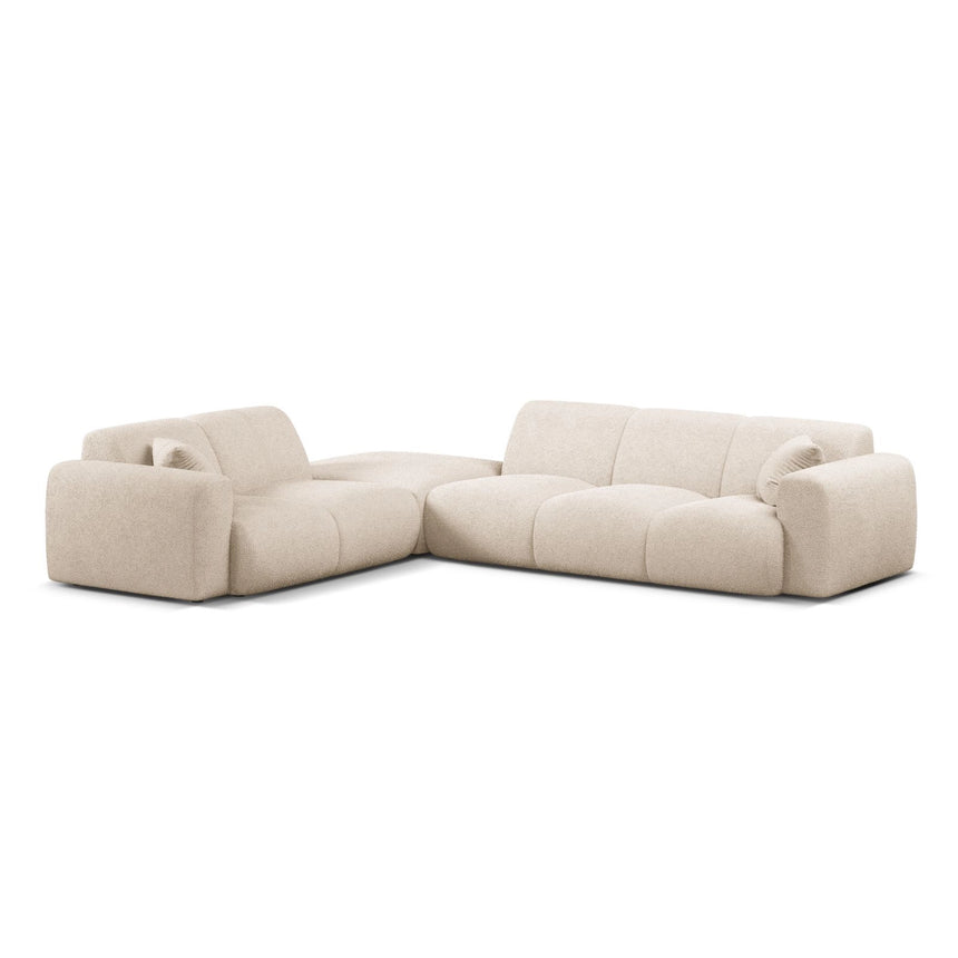 Molino 6-Sitzer Ecksofa, Linke Seite, aus Boucle in Beige (Baloo 2074), 315x250 cm von Micadoni – Bild 1