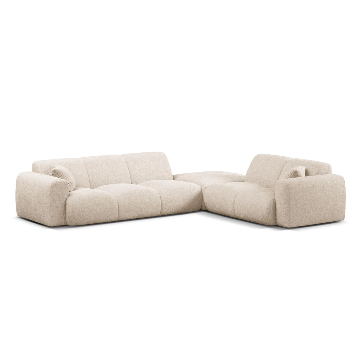 Molino 6-Sitzer Ecksofa, Linke Seite, aus Boucle in Beige (Baloo 2074), 315x250 cm von Micadoni – Bild 1