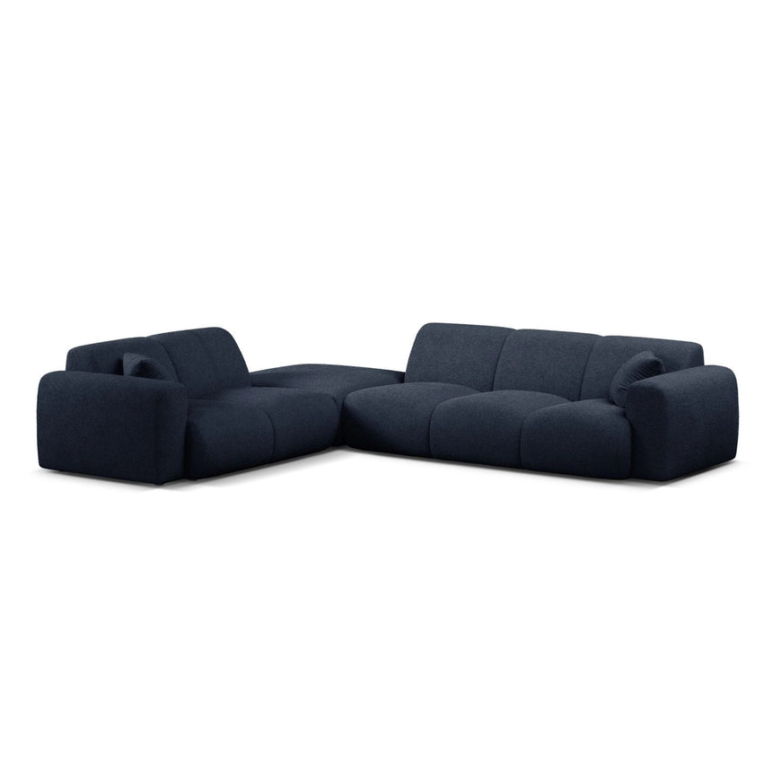 Molino 6-Sitzer Ecksofa, Linke Seite, aus Boucle in Dunkelblau (Baloo 2088), 315x250 cm von Micadoni – Bild 1