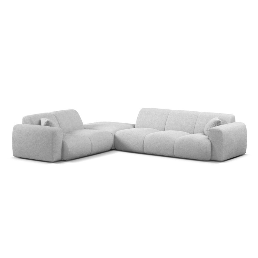 Molino 6-Sitzer Ecksofa, Linke Seite, aus Boucle in Hellgrau (Baloo 2085), 315x250 cm von Micadoni – Bild 1
